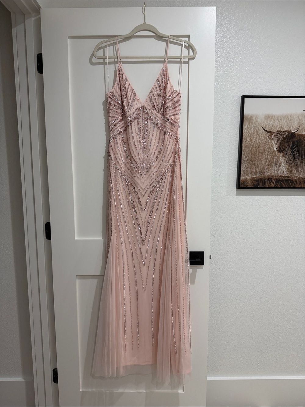 Jump Pink Beaded V-Neck Prom Dress
